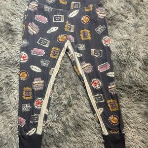 FRIENDS Dark Gray Jogger Pants with Multicolor Badge Prints